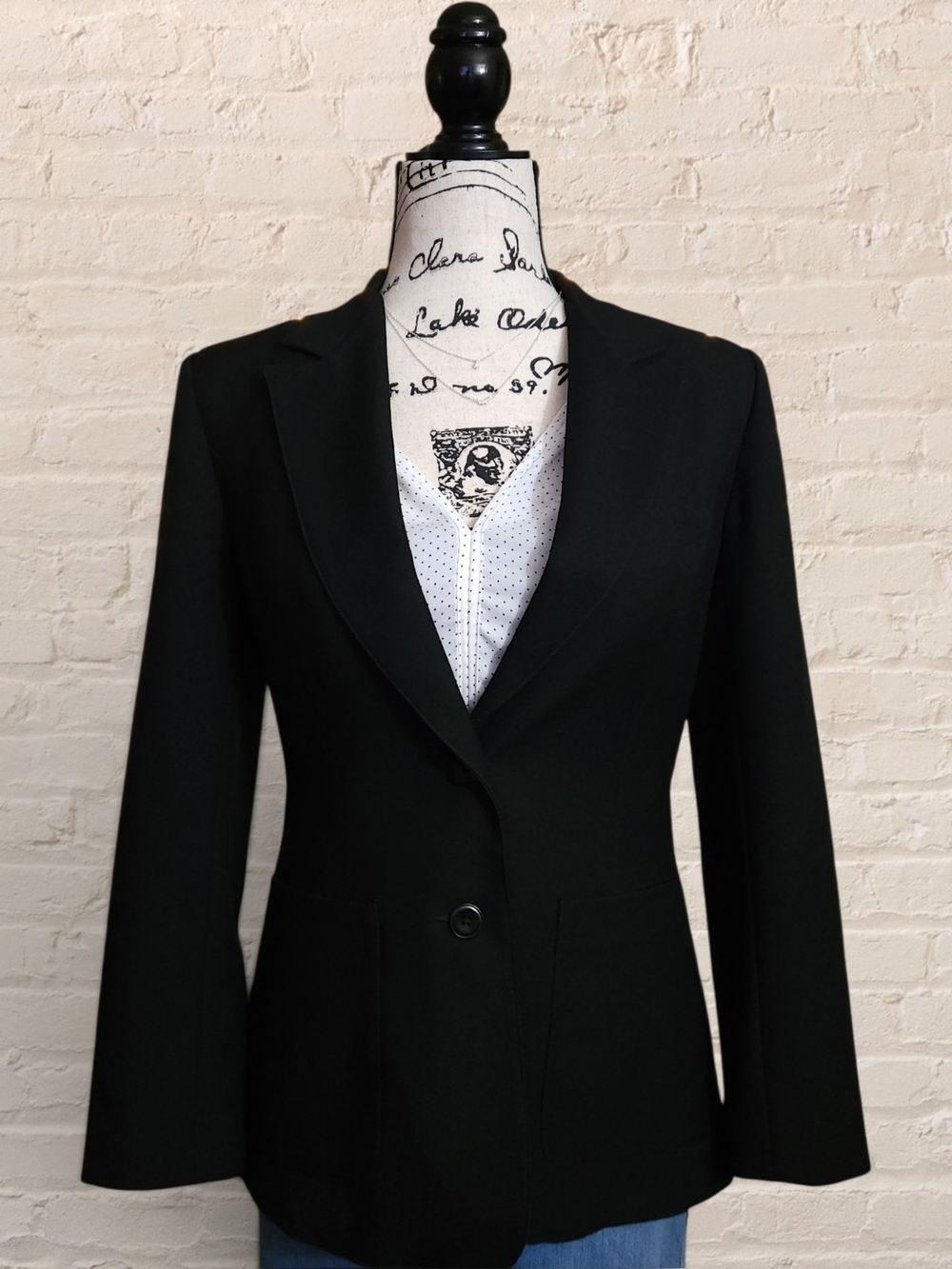 80s Vintage Levis Strauss Black Blazer Jacket Size 10 Dark Academia Workwear
